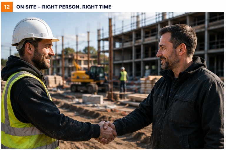 Employer greeting a worker